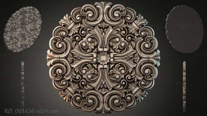 Decorative rosette with volutes and palmettes 3d STL model