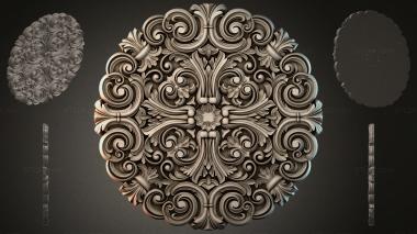 Round decor, rosettes Decorative rosette with volutes and palmettes 3d model