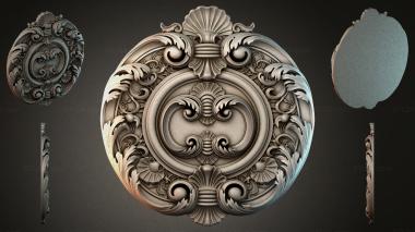 Round decor, rosettes Round rosette with scroll and acanthus leaves 3d model