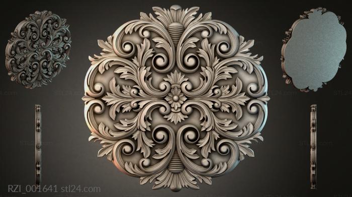 Curl of acanthus leaf with spirals and rosette 3d STL model