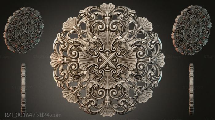 Baroque medallion with scrolls and shells 3d STL model
