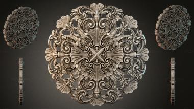 Round decor, rosettes Baroque medallion with scrolls and shells 3d model