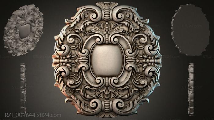 Carved square overlay with oval and swirls 3d STL model