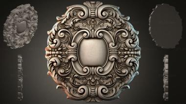 Round decor, rosettes Carved square overlay with oval and swirls 3d model
