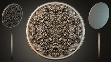 Round decor, rosettes Round rosette with floral ornament and spiral curls 3d model