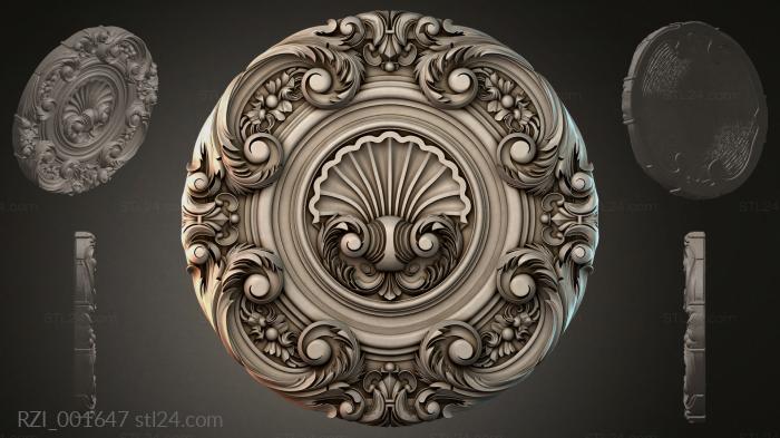 Round rosette with volutes and a basin 3d STL model