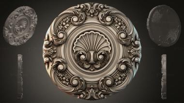 Round decor, rosettes Round rosette with volutes and a basin 3d model