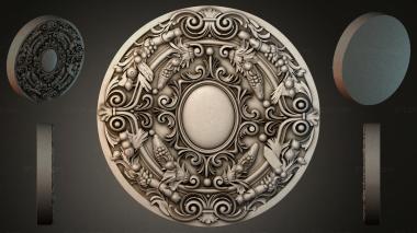 Round decor, rosettes Round rosette with grapevine and spirals for CNC 3d model