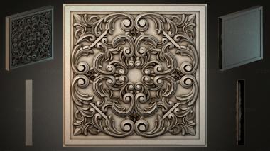 Round decor, rosettes Square panel with volutes and scrolls 3d model