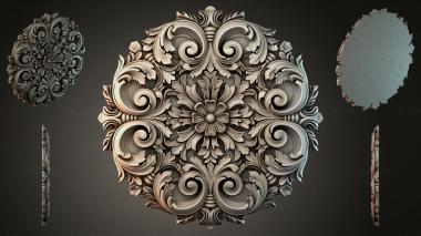 Round decor, rosettes Round carved panel with acanthus and spirals 3d model