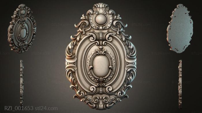 Oval frame with volutes and a central medallion 3d STL model