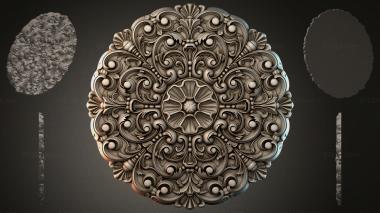 Round decor, rosettes Round rosette with volutes and a floral center 3d model
