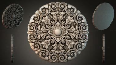 Round decor, rosettes Oval rosette with double spirals and a central flower 3d model