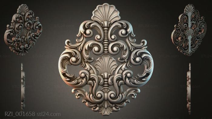 Carved cartouche with acanthus and volutes in the rocaille style 3d STL model