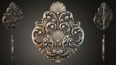 Round decor, rosettes Carved cartouche with acanthus and volutes in the rocaille style 3d model