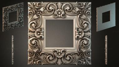 Round decor, rosettes Square carved molding with acanthus scrolls and a central window 3d model