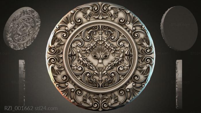 Round rosette with acanthus and volutes 3d STL model
