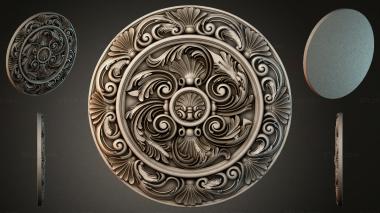 Round decor, rosettes Round rosette with scrolls and shells in the style of a classic ornament 3d model