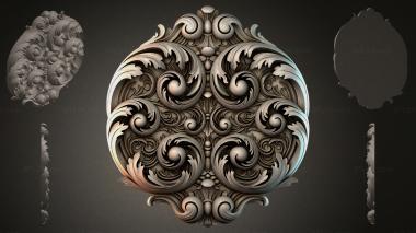 Round decor, rosettes Round panel with scrolls and volutes in the Renaissance style 3d model