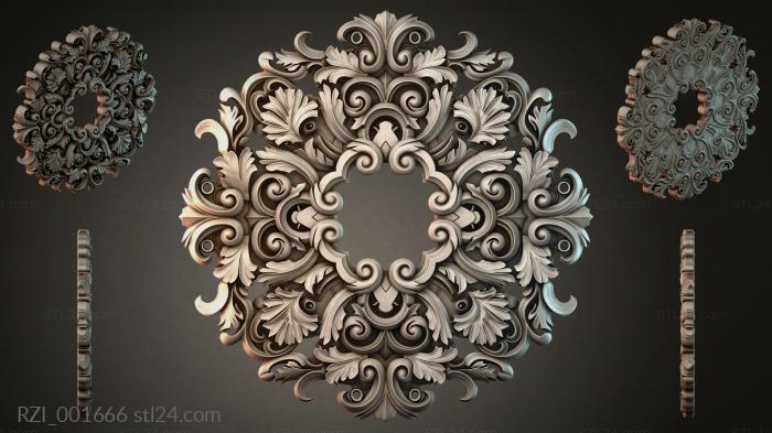 Carved decorative medallion with volutes and acanthus leaves. An inexhaustible source of classical style in the form of a square ornament with a braided border. 3d STL model
