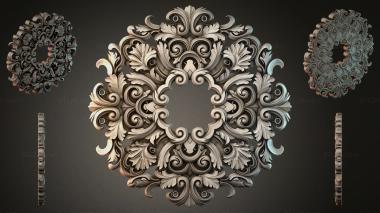 Round decor, rosettes Carved decorative medallion with volutes and acanthus leaves. An inexhaustible source of classical style in the form of a square ornament with a braided border. 3d model