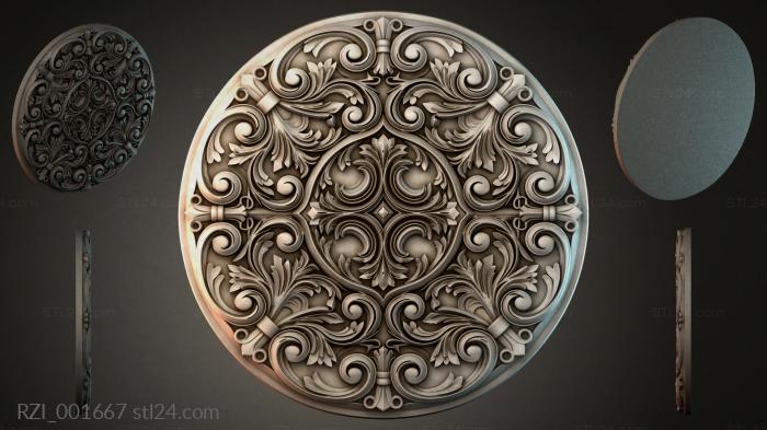 Round rosette with volutes and acanthus leaves 3d STL model