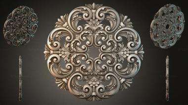 Round decor, rosettes Volute rosette with acanthus and palmettes 3d model