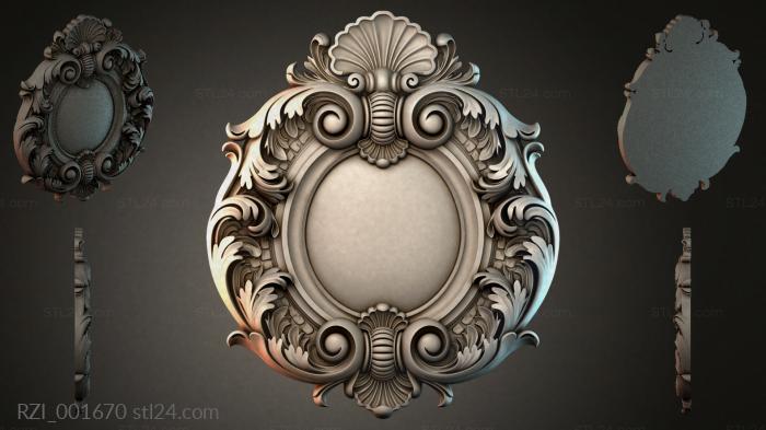 Cartouche with volutes and shell 3d STL model