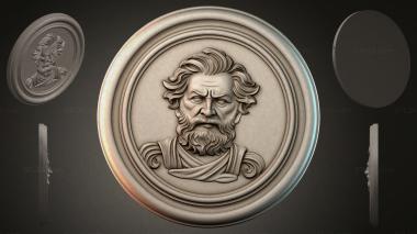 Round decor, rosettes Classic style medallion with a bearded man 3d model