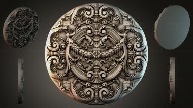 Round decor, rosettes Round rosette with scrolls and baroque leaves 3d model