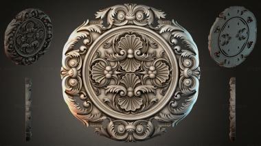 Round decor, rosettes Round rosette with fan-shaped shells and spiral scrolls 3d model