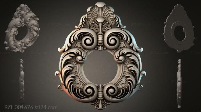 Round vignette with volutes and shells 3d STL model