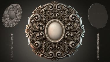 Round decor, rosettes Medallion with an oval center and spiral baroque ornament 3d model