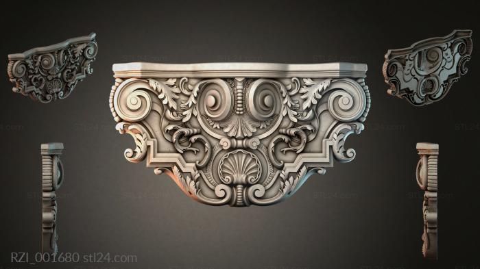 Capital with volutes and rosettes 3d STL model