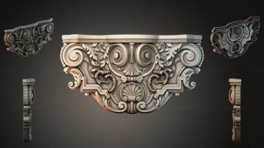 Round decor, rosettes Capital with volutes and rosettes 3d model