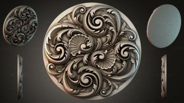 Round decor, rosettes Round panel with volutes and shells 3d model