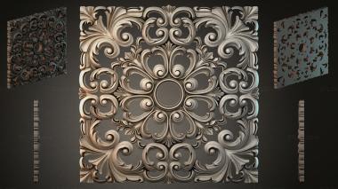 Round decor, rosettes Rosette with volutes and a central medallion 3d model