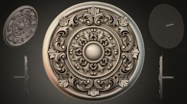 Round decor, rosettes Round ceiling rose with acanthus scrolls and a central sphere 3d model