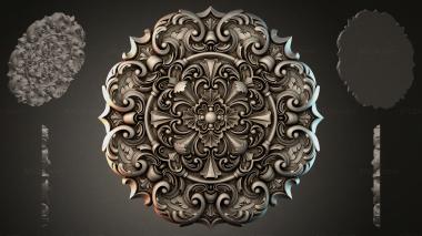 Round decor, rosettes Victorian rosette with acanthus leaves and spiral volutes 3d model