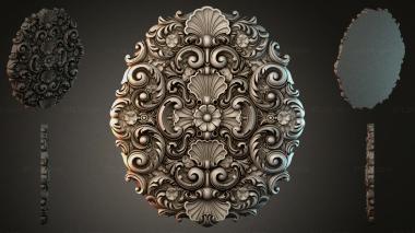 Round decor, rosettes Oval panel with scrolls and rosettes in the rocaille style 3d model