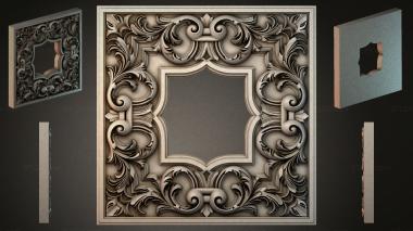 Round decor, rosettes Panel with volutes and cartouche 3d model