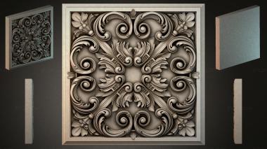 Round decor, rosettes Panel with climbing acanthus and spiral leaves 3d model