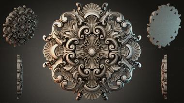 Round decor, rosettes Panel with baroque scrolls and radial symmetry 3d model