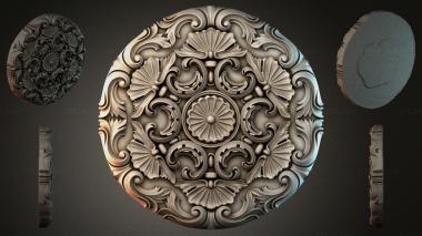 Round decor, rosettes Round rosette with scrolls and shells 3d model