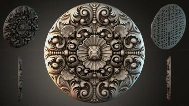 Round decor, rosettes Round panel with volutes and sinks 3d model