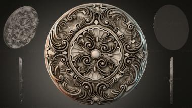 Round decor, rosettes Round rosette with wavy acanthus and a central sphere 3d model