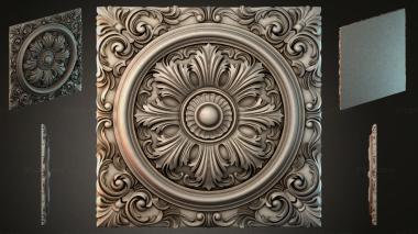 Round decor, rosettes Ceiling rosette with swirls and a central sphere 3d model