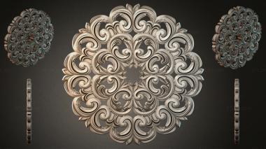 Round decor, rosettes Carved square medallion with volutes and leaves 3d model