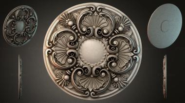 Round decor, rosettes Round ceiling rose with volutes and basins 3d model