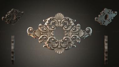 Round decor, rosettes Rosette with scrolls in Rocaille style 3d model